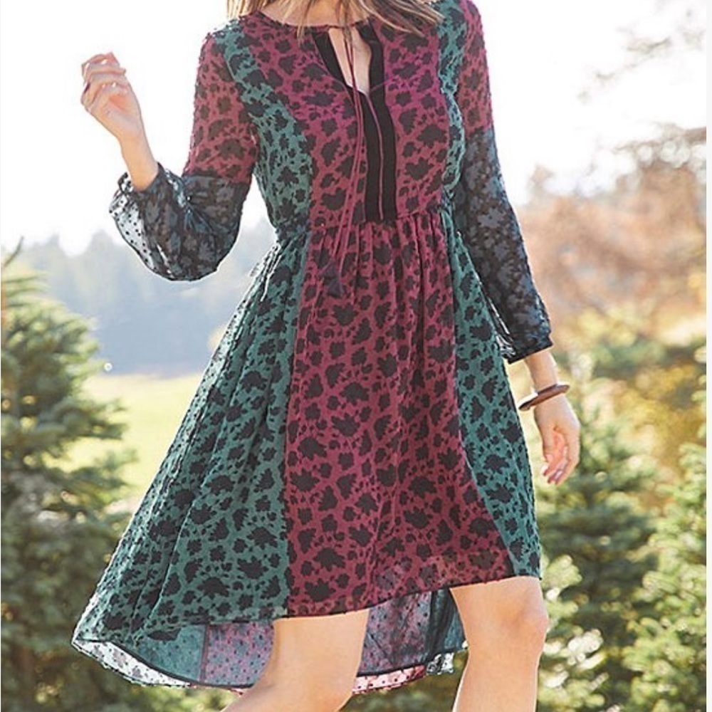 🆕 Matilda Jane Teal & Burgundy Color Block Floral A Little Party Hi-Low Dress